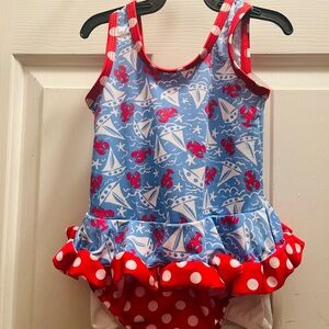 Blue and Red Nautical Baby Swimsuit